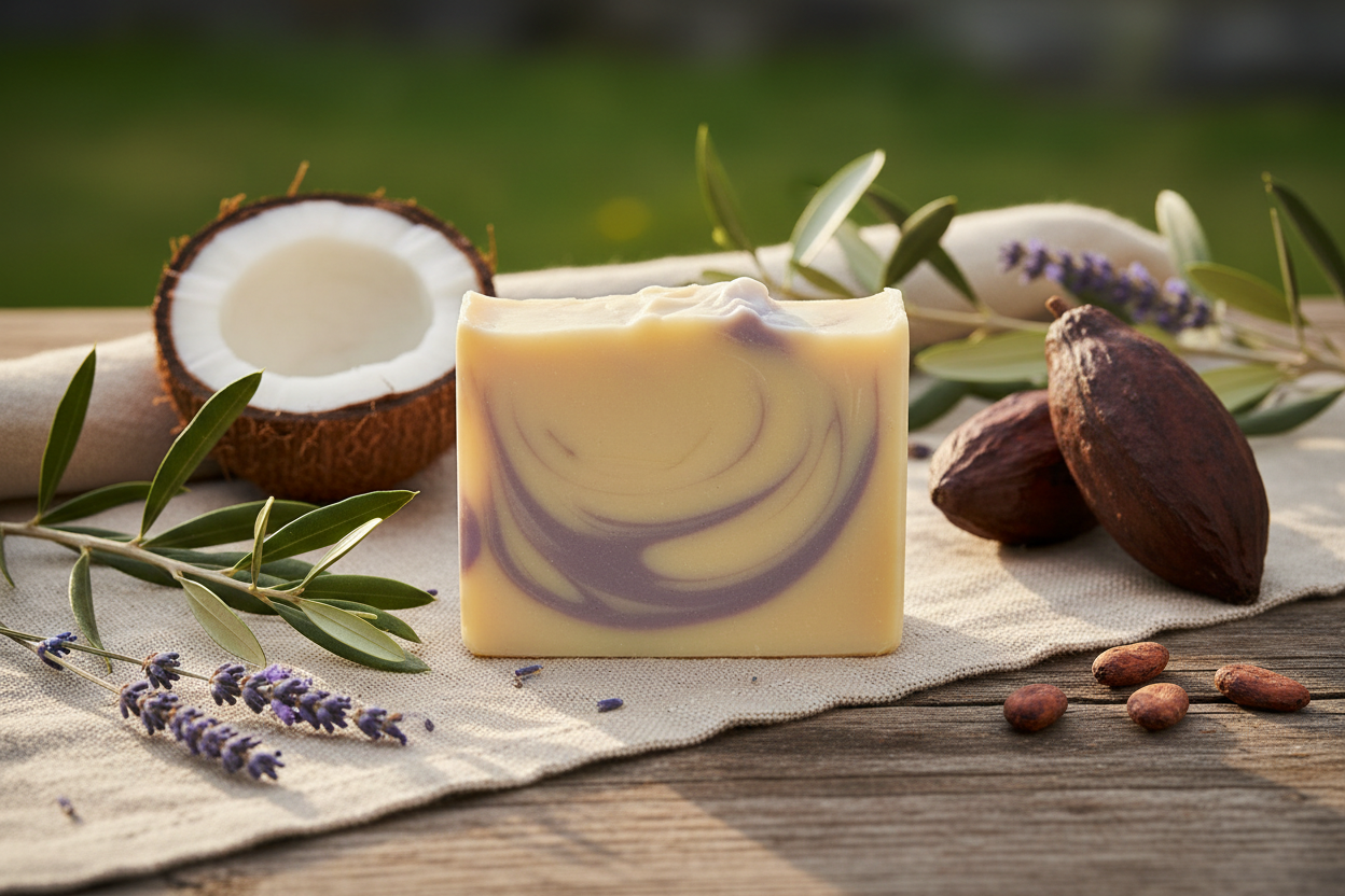 Light Yellow and Lavender Swirled Soap