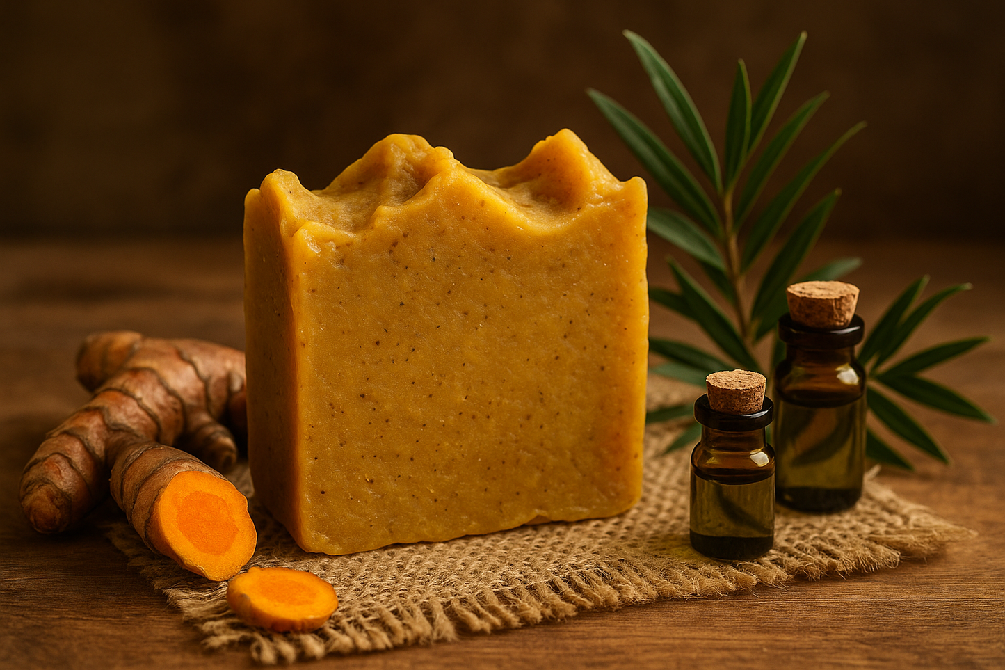 Organic tea tree turmeric soap with natural ingredients