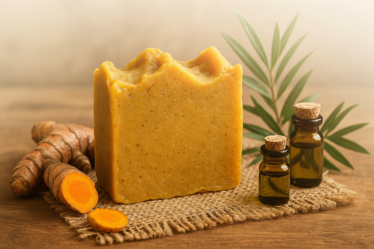 Organic tea tree turmeric soap with natural ingredients