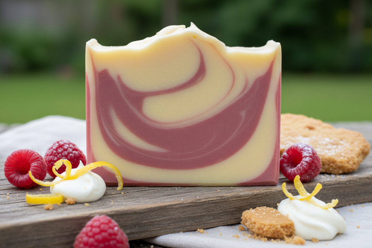 Raspberry Cheesecake Swirled Soap