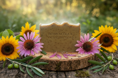 Echinacea, Olive and Sunflower Oil Soap with Hazy Top