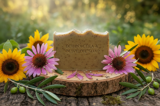 Echinacea, Olive and Sunflower Oil Soap with Hazy Top